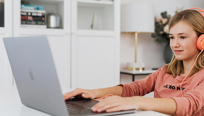 Students participating in online learning